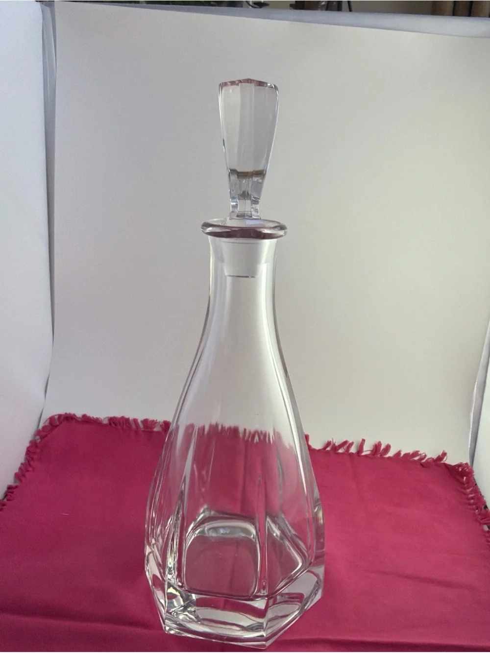 Crystal Decanter With Stopper Heavy 13” tall Modern
